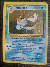 Vaporeon Miscut Pokemon Card  Jungle Base Set 12/64 Holo Vtg 1999 1/1 Vintage picture