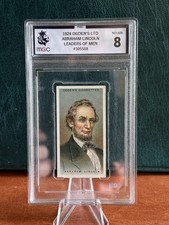 102 yr OLD ORIGINAL ABRAHAM LINCOLN CARD OGDENS PRO GRADED 8 NRMT/MINT TC2B6 picture