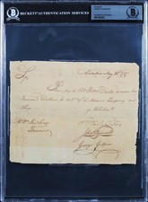 George Washington Signed 6x7.5 1787 Potomac Company Pay Order BAS Slabbed picture
