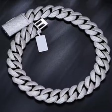 23mm 5 Rows Moissanite S925 Sterling Silver Necklace picture