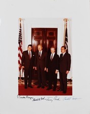 Gerald Ford, Jimmy Carter, Richard Nixon & Ronald Reagan Signed 11x14 Photo BAS picture
