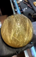 3.8LB A+++ Natural Rutilated Quartz Sphere Titanium Crystal Ball Reiki Healing picture