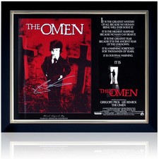 Harvey Stephens Signed The Omen Movie Poster Presentation 23x19in Framed + COA picture