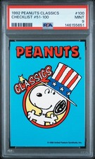 1992 ProSports Peanuts Classics Snoopy Checklist PSA 9 Mint POP 1 None ^ #100 picture