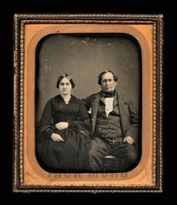 ID’d Hotel Owner & Wife Mourning Dress Full Plate Daguerreotype Rare picture