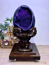 Huge 1276lb TOP Natural Amethyst Geode Quartz Crystal Dinosaur Egg Decor+stand picture