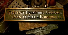 1910's Antique Westerly R.I Furniture Company High St John Olcott Mills Plaque picture