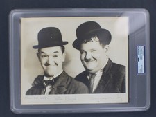 Stan Laurel & Oliver Hardy 1930 Hand Signed Photograph PSA DNA Otto Bettmann picture