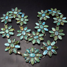 Magnificent FEDERICO JIMENEZ Sterling Silver 100 YEAR OLD TURQUOISE Cluster BELT picture