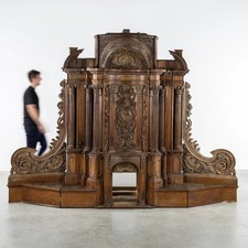 1700's Antique Baroque Church Altar Retable in Oak Wood by Laurent Delvaux picture