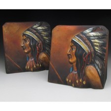 Vintage Noritake Mold Indian Bookends Pair Japan picture