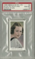1939 Abdulla & Co. Screen Stars OLIVIA DE HAVILLAND #4 PSA 10 GEM MT - Pop. 1/2 picture