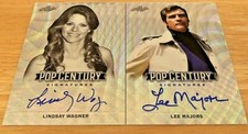 LEE MAJORS & LINDSAY WAGNER 2019 LEAF POP CENTURY AUTO CARDS SILVER WAVE picture
