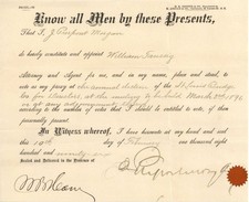 J. Pierpont Morgan signed 1896 Proxy for the St. Louis Bridge Co. - Autograph picture