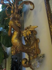 Pr Antique Italian Carved/Gilt  Wood Putti/Cherub/Angel Wall sconces/chandeliers picture
