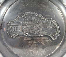 Antique 1904 ST. LOUIS EADS BRIDGE HUMIDOR World's Fair Glass SP Lid Souvenir picture