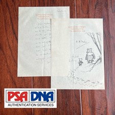 A.A. MILNE Autograph WINNIE THE POOH 100 Acre Wood Souvenir Print Signed * PSA picture