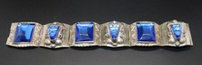 BEAUTIFUL VINTAGE SIGNED JPR TAXCO STERLING BRACELET BLUE GLASSY-LOOKING STONES picture