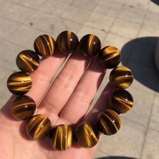 Natural South African Golden Tiger Eye Bracelet 18mm Clear Flash Cat Eye Layered picture