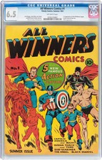 All Winners Comics #1 CGC 6.5 Timely 1941 Captain America Sub-mariner E9 107 cm picture