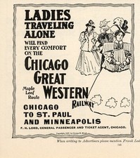 1897 Chicago Great Western Railway Railroad Print Ad Maple Leaf Route Ladies picture