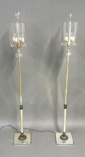 PAIR Vintage 1930s-40s Art Deco Hollywood Regency Floor Lamp Lamps w/Shade 63