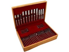 Vintage Sterling Silver Canteen of Cutlery for Six Persons Feather Edge Pattern picture