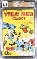 1944 DC Comics World's Finest 15 Pedigree CGC 9.2 Batman Superman Highest Graded picture