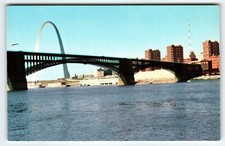 Eads Bridge Gateway Arch St. Louis Missouri Postcard Historic Waterfront Chrome picture