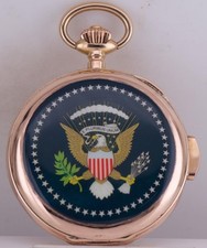RARE Theodore Roosevelt 14K Gold & Enamel Invicta Quarter Repeater Pocket Watch picture