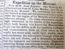 1819 newspaper THE STEPHEN H LONG EXPEDITION of the MISSOURI RIVER sets out picture