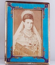 Antique Imperial Faberge Silver & Guilloché Enamel Desk Frame –CDV Empress Maria picture