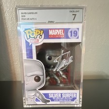🔥Rare Funko Pop Marvel Silver Surfer #19 Autographed Stan Lee Grade 70🔥 picture