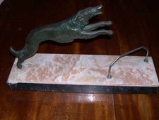 ANTIQUE VERY LARGE BORZOI RUSSIAN WOLFHOUND BRONZE DOG 1928 ART DECO AUSTRIAN picture