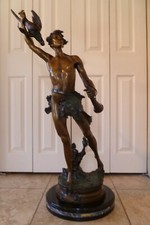 Acteon Greek L E 24/100 THE HUNTER BY Adrien Etienne Gaudez FRANCE BRONZE Statue picture