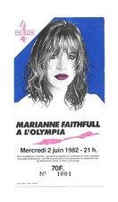 RARE / CONCERT TICKET TICKET - MARIANNE FAITHFULL: PARIS 1982 ROLLING STONES picture