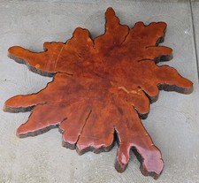 Vintage CYPRESS Slab Red Wood Live Edge Side Lacquered MCM Starburst Wall Art  picture