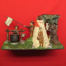 J.E. Stevens Boy Scout Camp Cast Iron Mechanical Bank Circa 1912 - 1915 R2110 picture