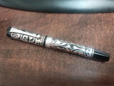 SUPERB LABAN FILIGREE OVERSIZED SILVER OVERLAY FOUNTAIN PEN H.R.W FINK GERMANY picture