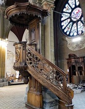 Antique Baroque 1700's Impressive Church Pulpit in Solid Oak picture