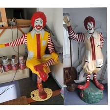 2 Authentic Vintage Ronald McDonald Life Restaurant Statue 70-80's picture