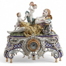 Incredible Huge 19th Century German Porcelain Mantle Clock 100K If Meissen picture
