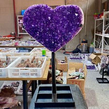 56.21LB  Natural high-quality amethyst quartz crystal love decoration+bracket picture