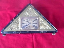ANTIQUE ART DECO French Alarm clock black marble gild bronze bird figures picture