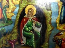 19C Antique Russia Russian Prophet St Elijah Palekh Icon @12 3/8 x 10 1/2 inches picture