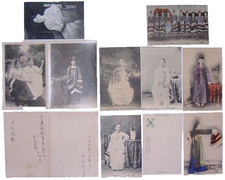 Prewar Japanese Geisha Photo & Postcard Lot 9pcs Hand-Colored picture