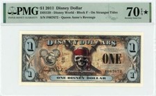 2011 $1 Disney Dollar On Stranger Tides PMG 70 ✮ EPQ TOP POP (DIS159) picture