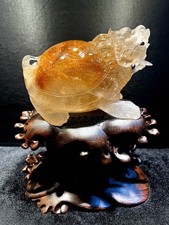 4.3LB Top Rare Natural golden rutile dragon turtle Mineral specimen +base picture