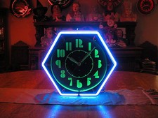ART DECO NEON CLOCK SIGN    