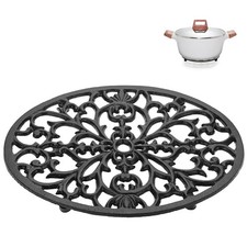Sumnacon 1Pcs Oval Cast Iron Trivet - Antique Heat 9.6 x 7.2 Inch, Black picture